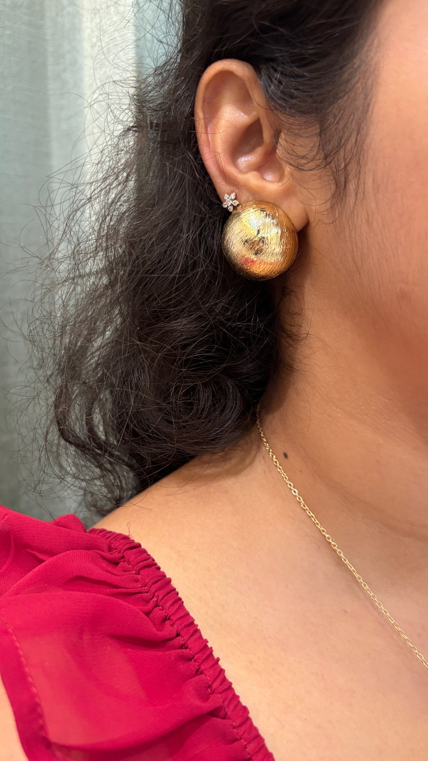 Large textured dome earrings