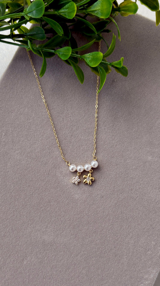 Hanging flowers in pearl line dainty chain