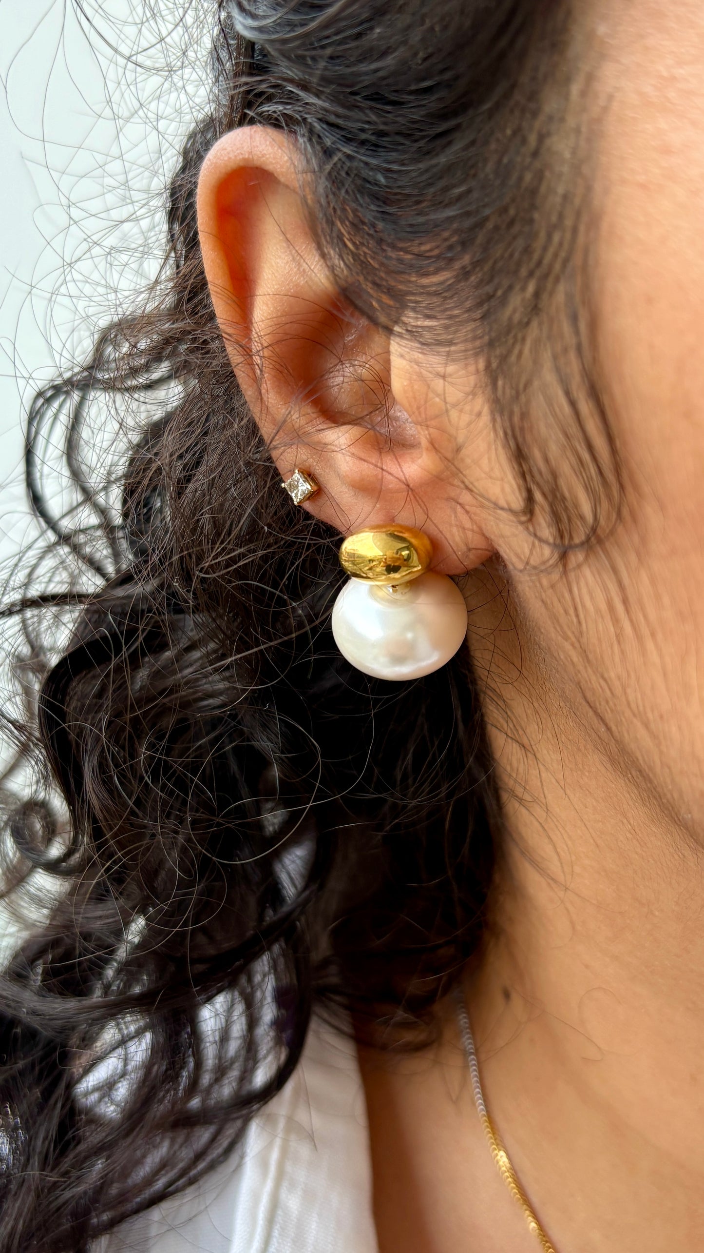 Small Golden Pearl Studs