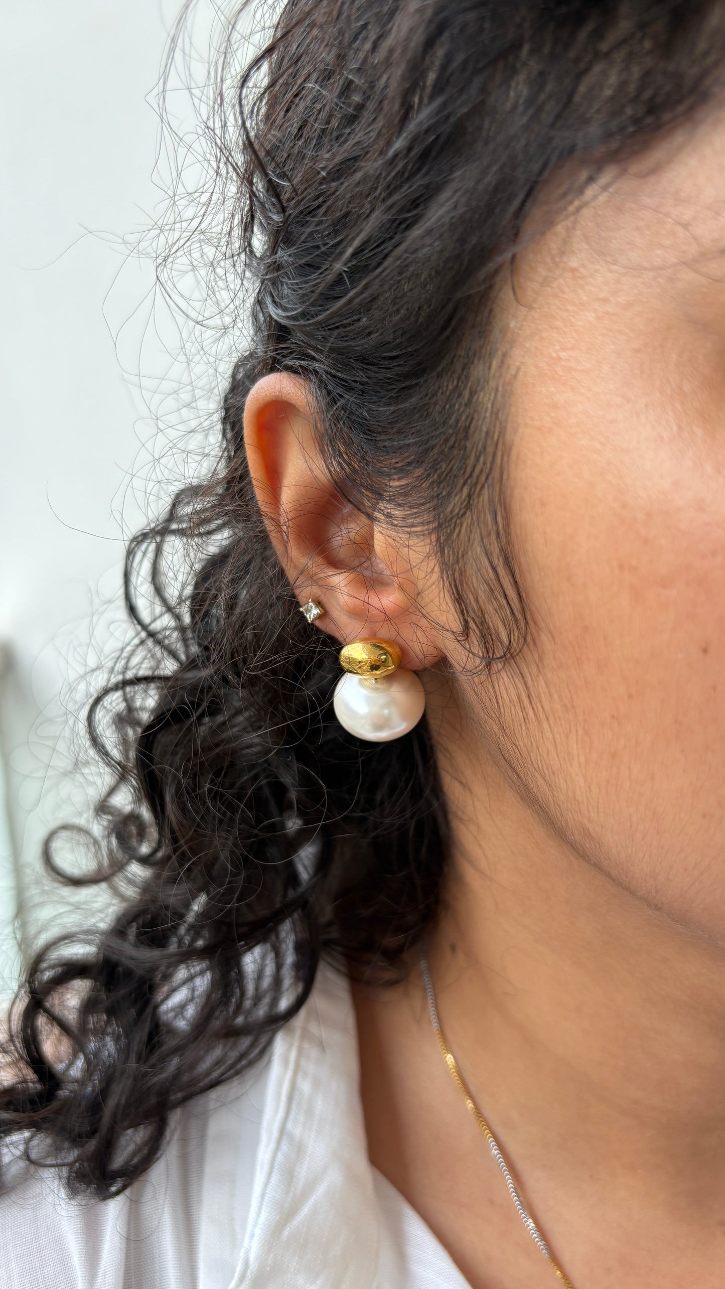 Small Golden Pearl Studs