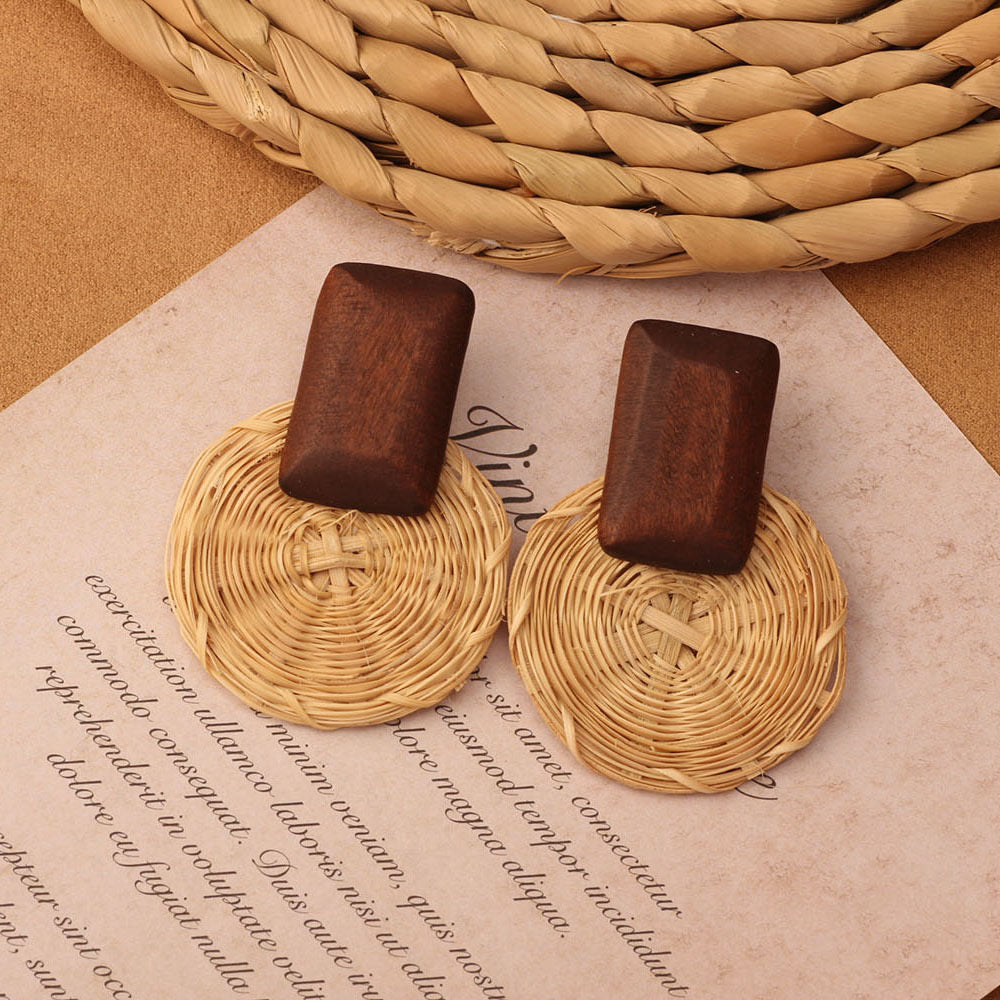 Bohemian circle and rectangle earings