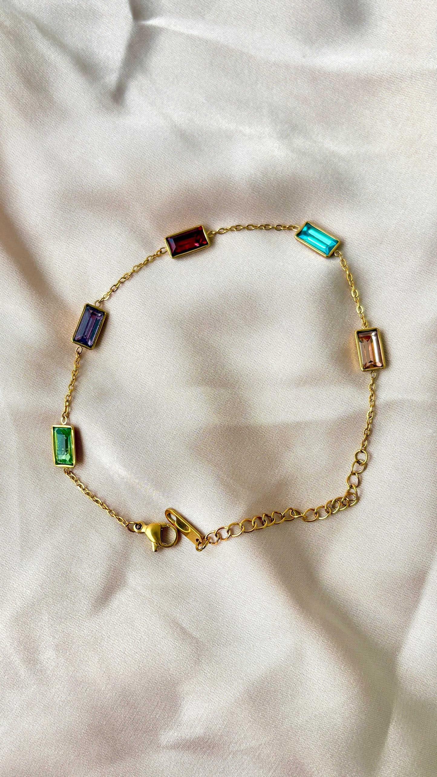 Multi colour rectangular stone bracelet