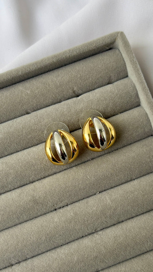 Dual tone coconut earrings