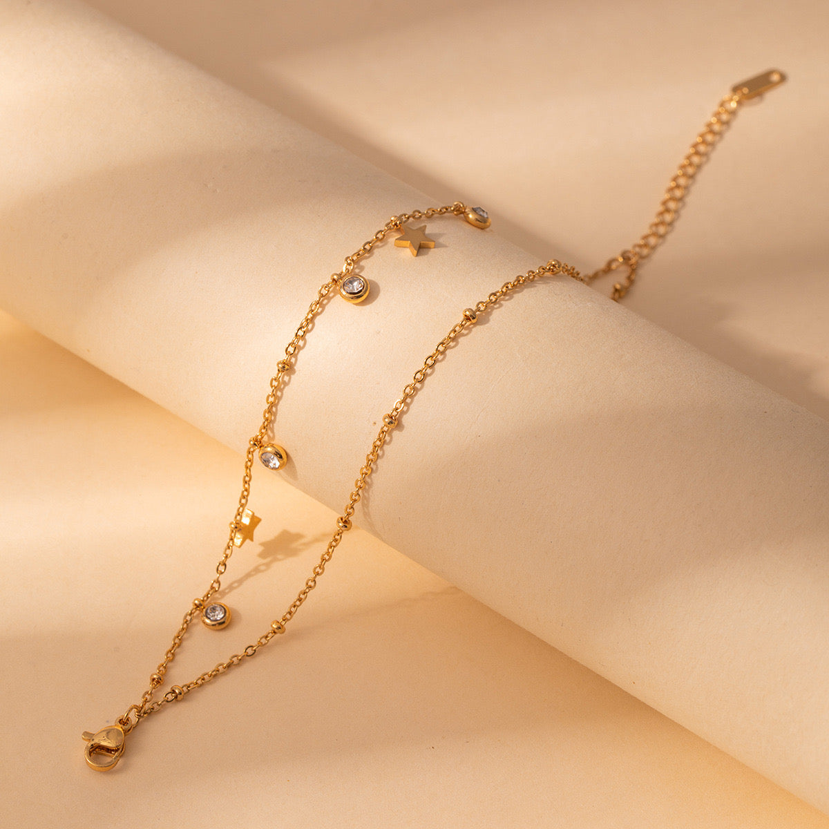 Double layer star adjustable bracelet