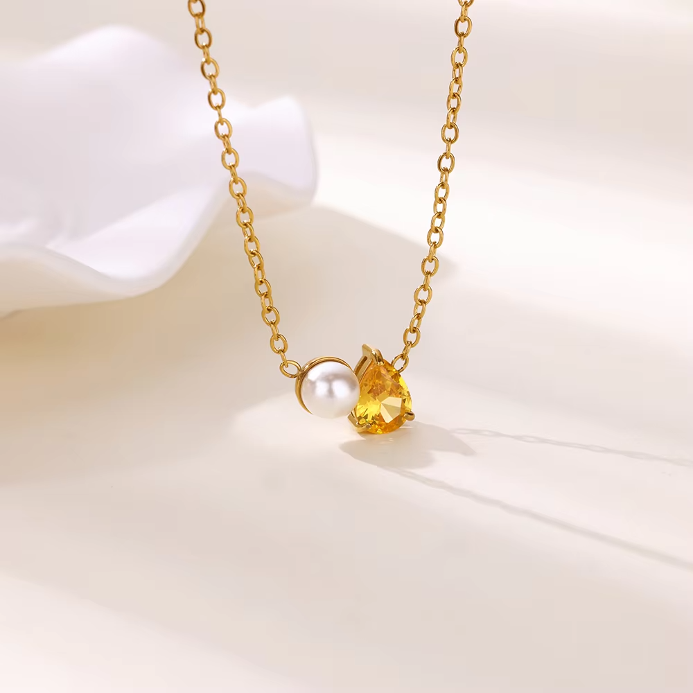 Yellow Drop Pearl Neckchain