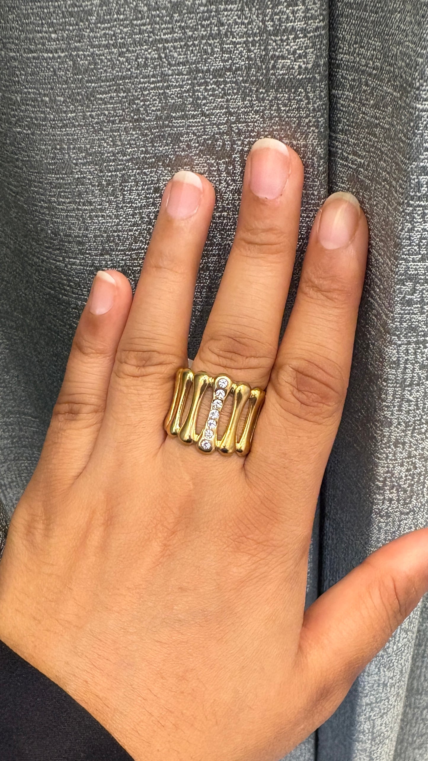 Zircon Stripe Adjustable Ring