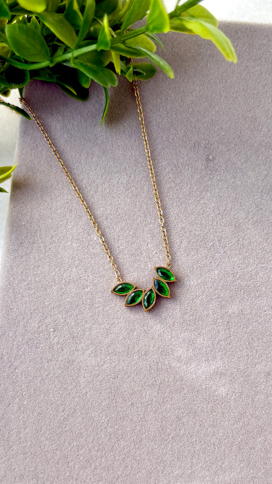 Emerald leaves in dainty chain