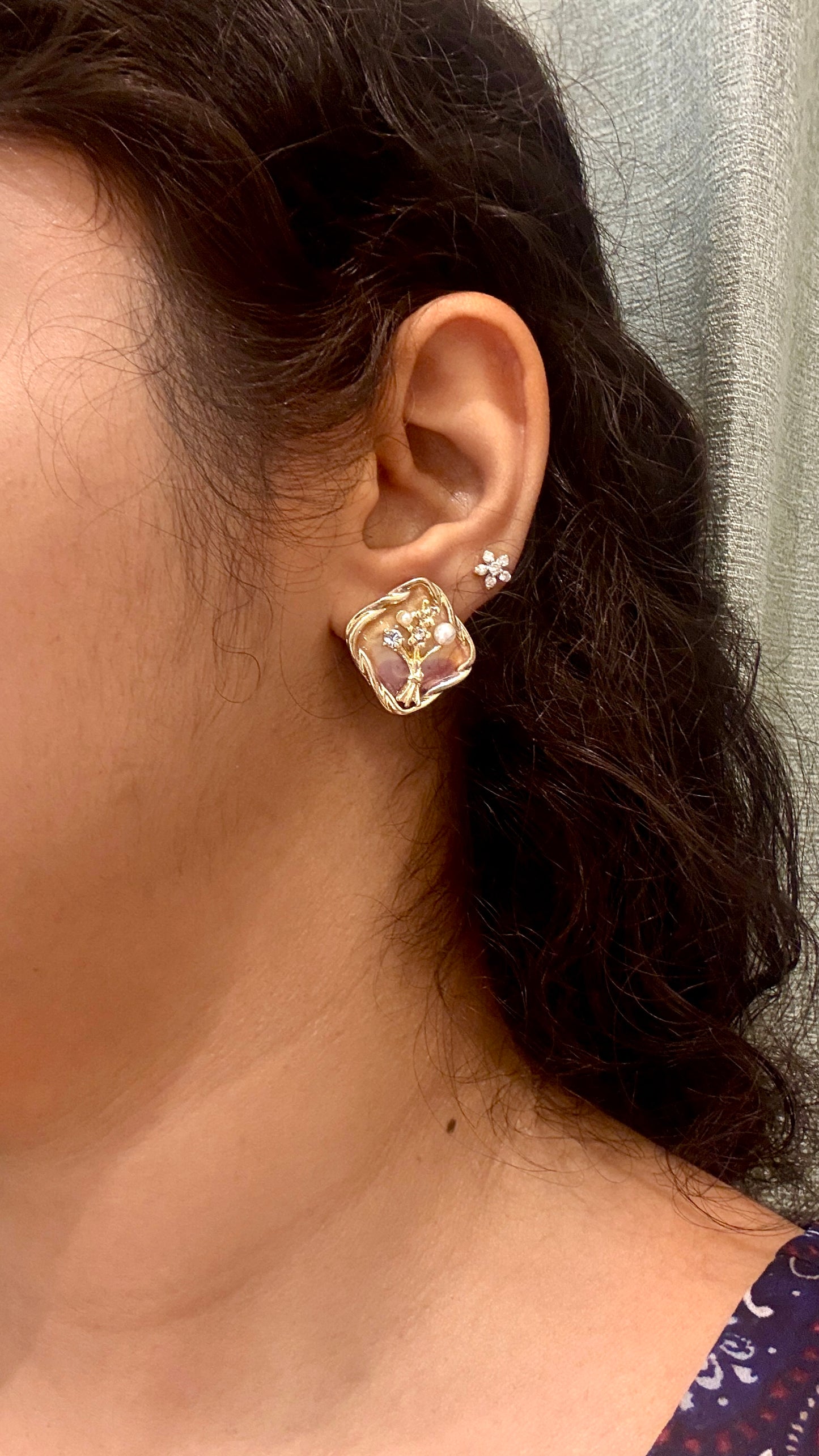 Purple Yellow Coloured Earrings