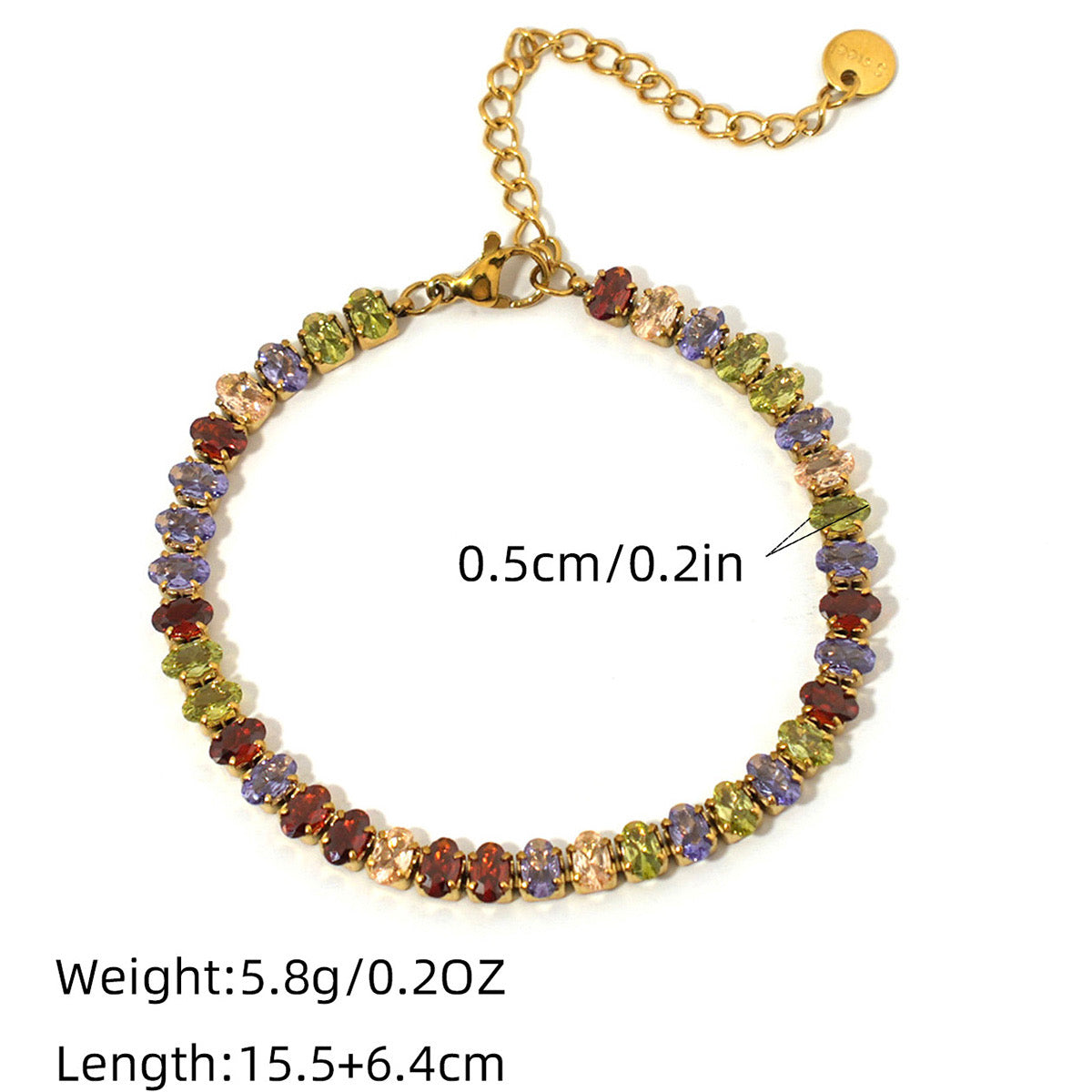 Multi colour oval tennis bracelet