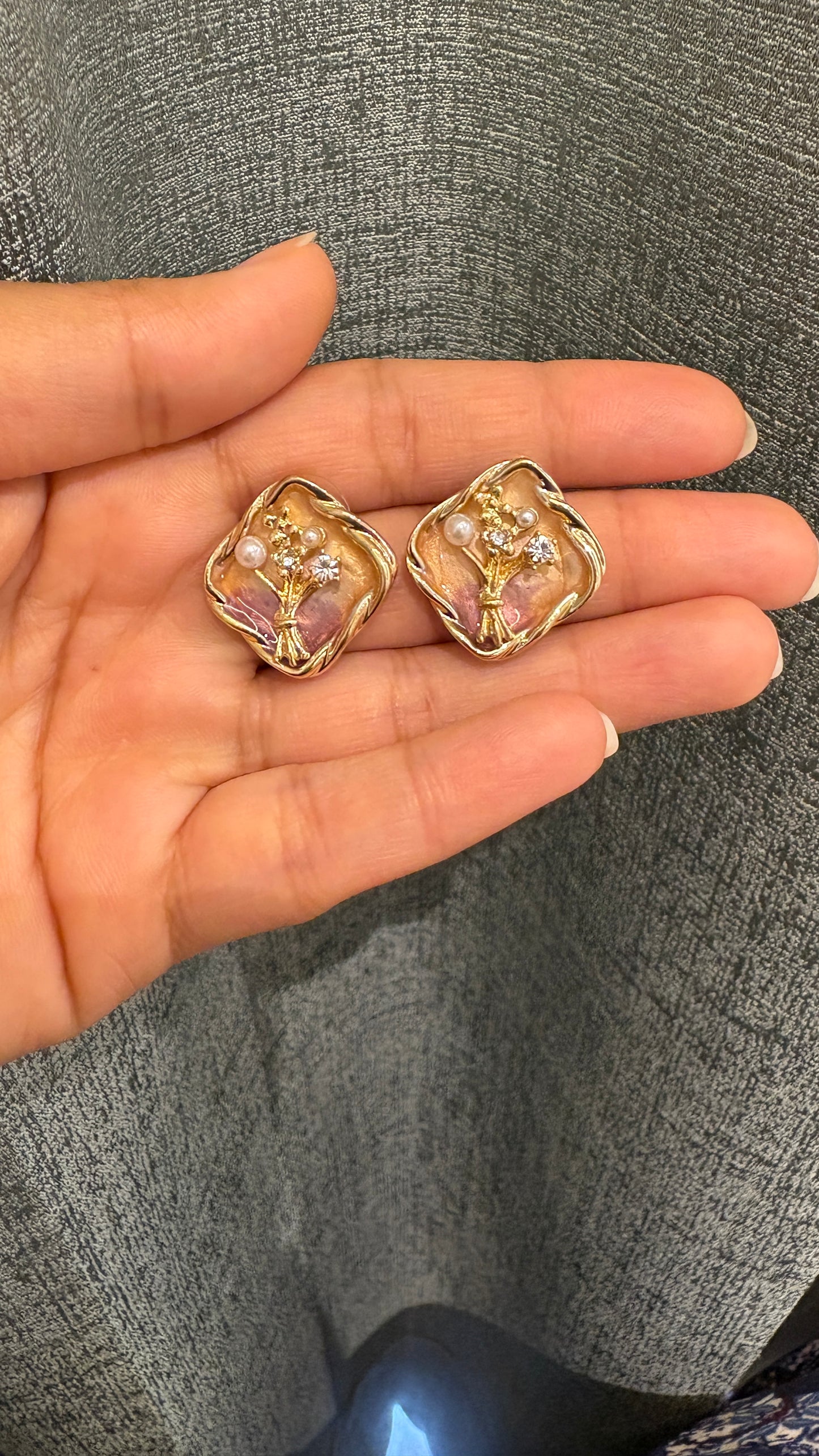 Purple Yellow Coloured Earrings