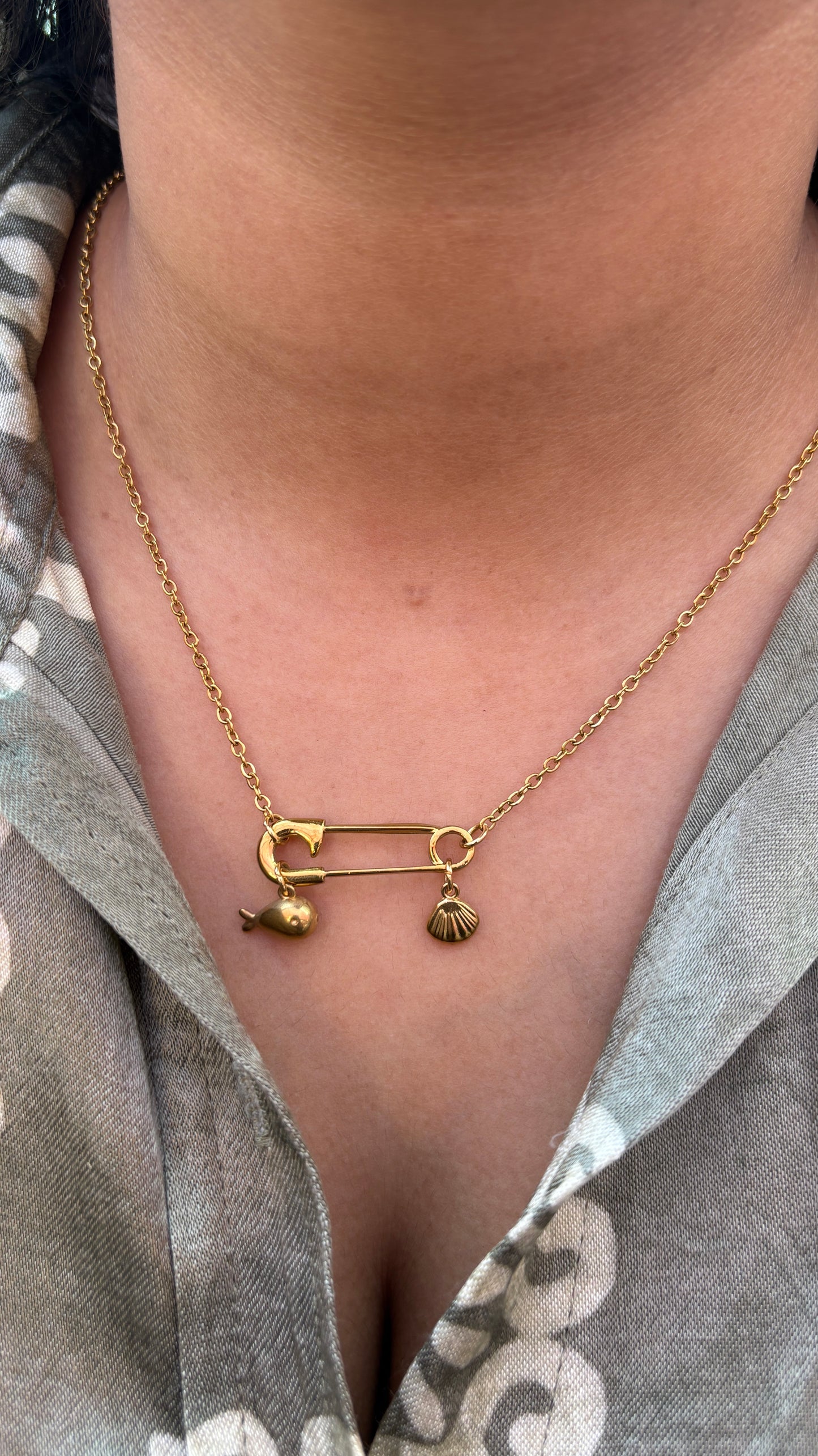 Safety Pin Charm necklace