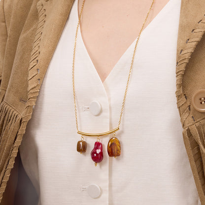 Triple hanging stone necklace