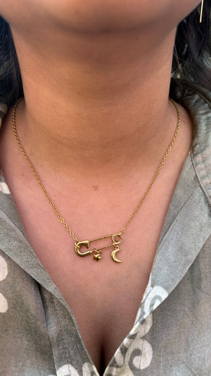 Safety Pin Charm necklace