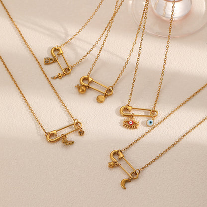 Safety Pin Charm necklace