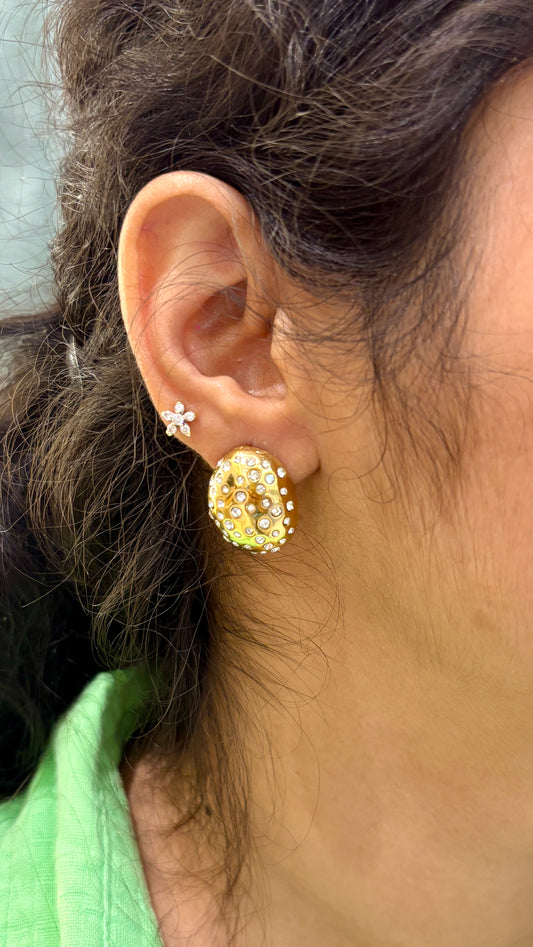 Oval studs with rhinestones
