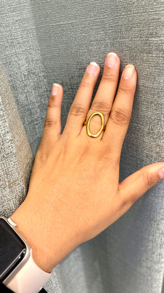 Hollow Oval Adjustable Ring