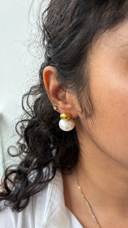 Small Golden Pearl Studs