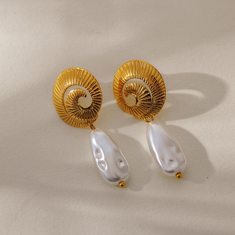 Spiral Pearl Earrings