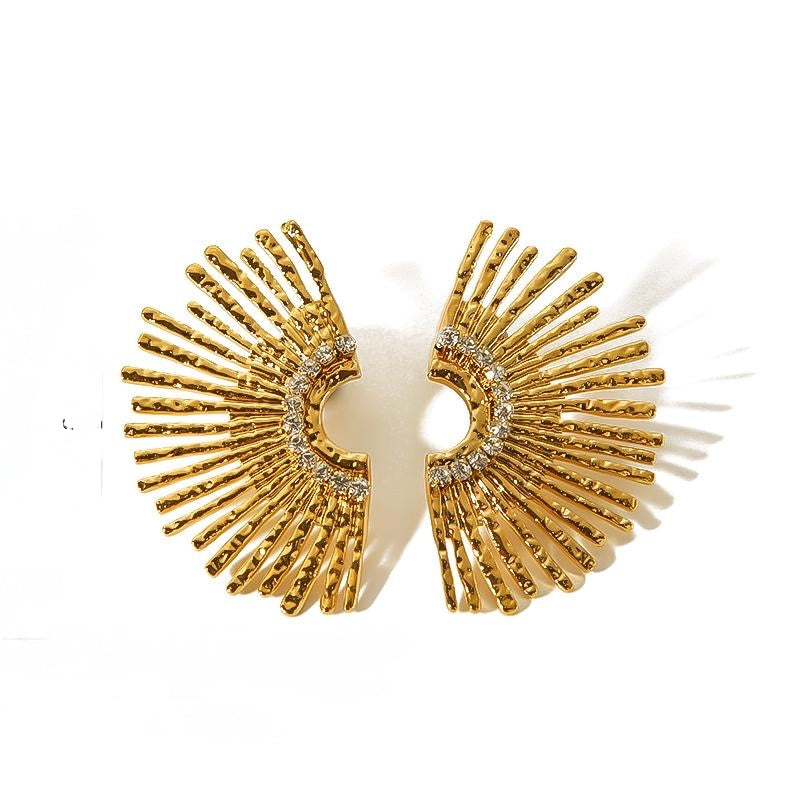 Half Rhinestone Sun Earrings