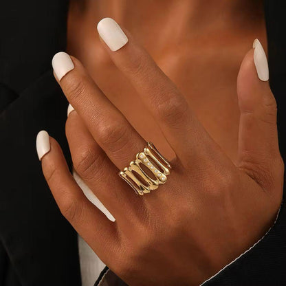Zircon Stripe Adjustable Ring