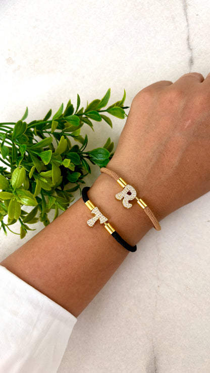 Bubble Initial Cord Bracelet