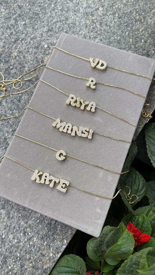Mini Bubble Initial Charm Necklace