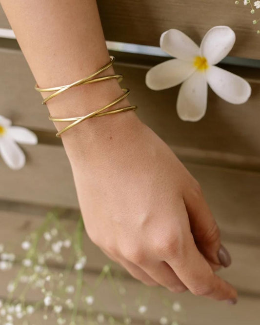 Brass Double Cross Adjustable Bracelet