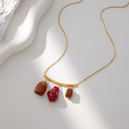 Triple hanging stone necklace