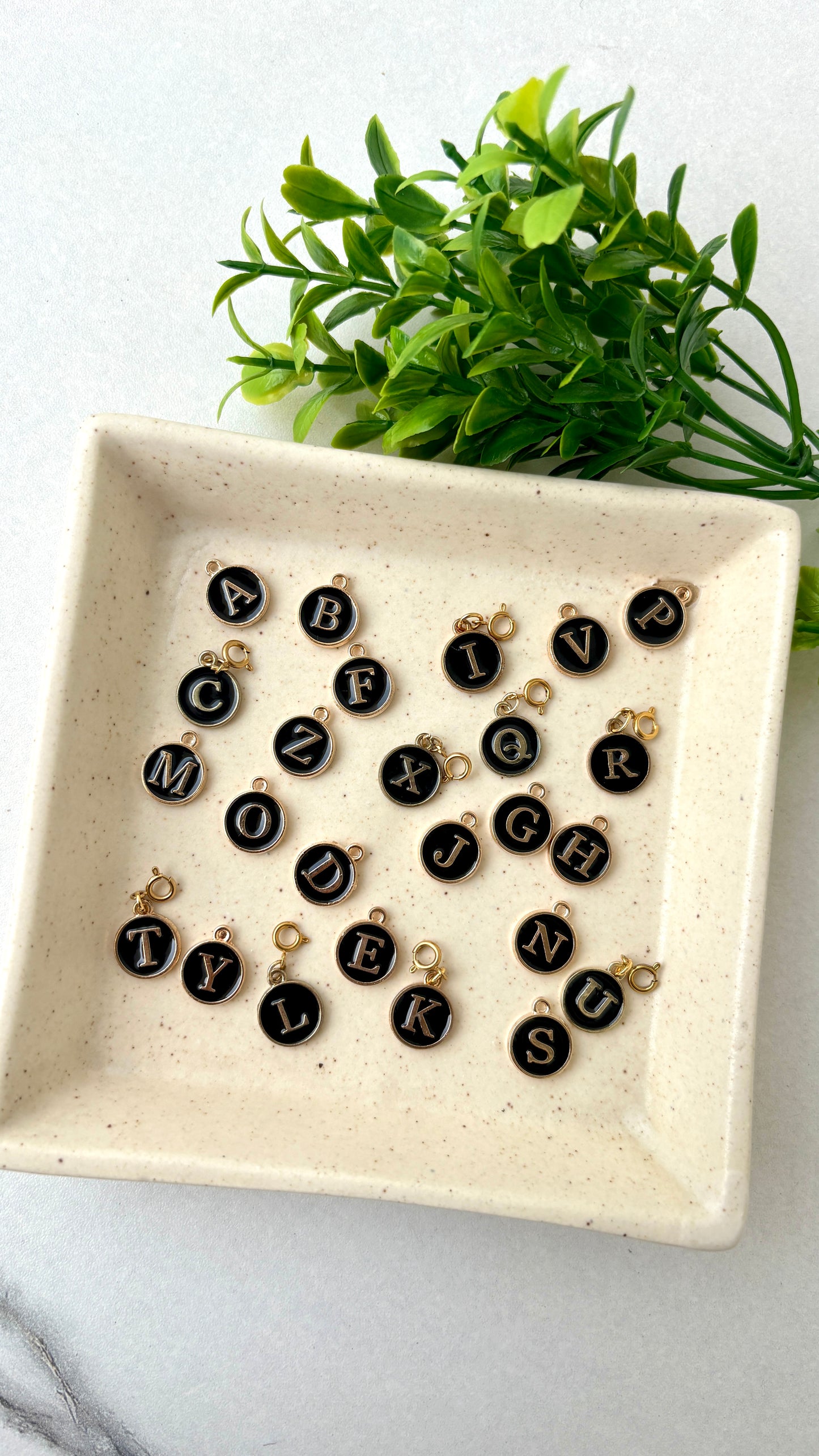 Black Initial Charms