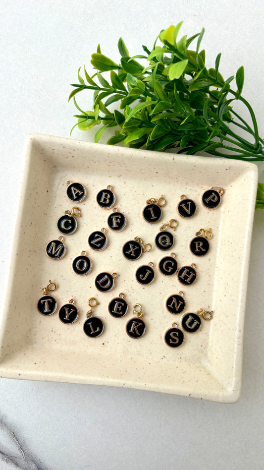 Black Initial Charms