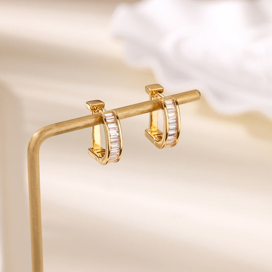 Small Rectangular Stone Hoops