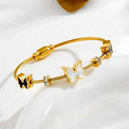 Magnetic black and white bracelet - butterfly