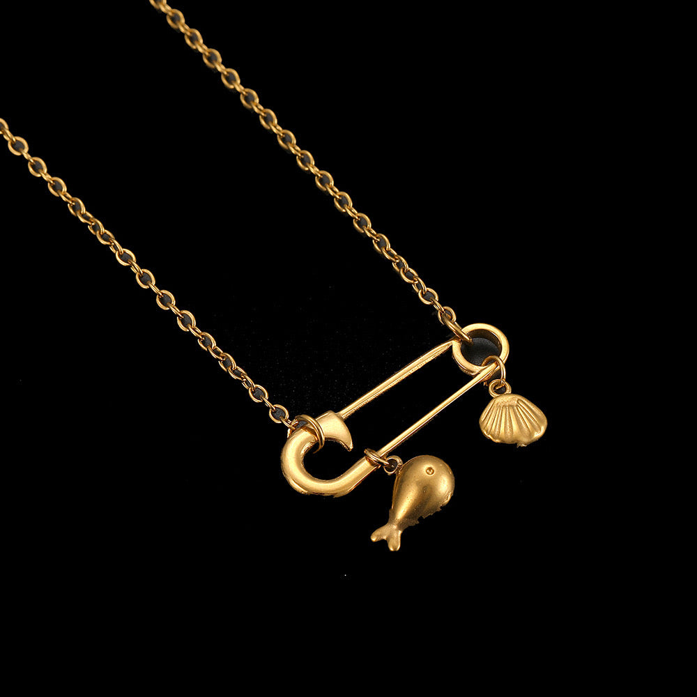 Safety Pin Charm necklace