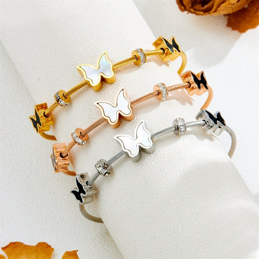 Magnetic black and white bracelet - butterfly