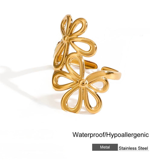 Double Flower Adjustable Ring