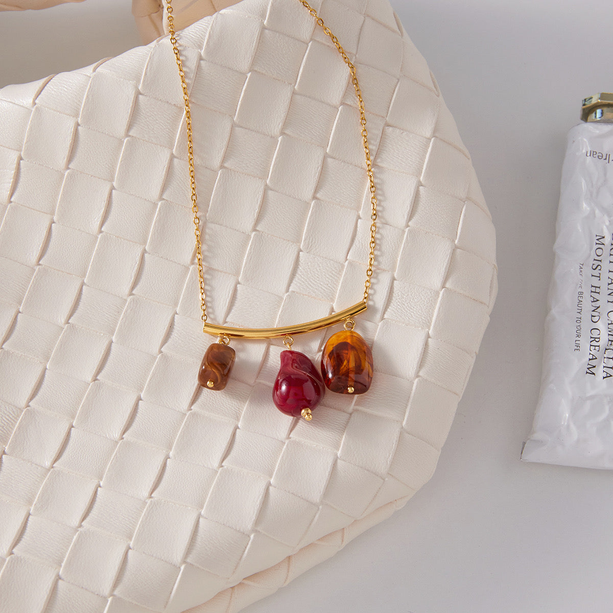 Triple hanging stone necklace