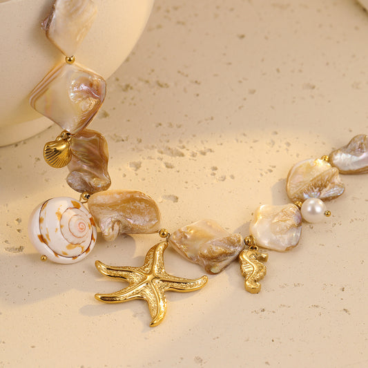 Beach Vacation Coral Necklace with Starfish