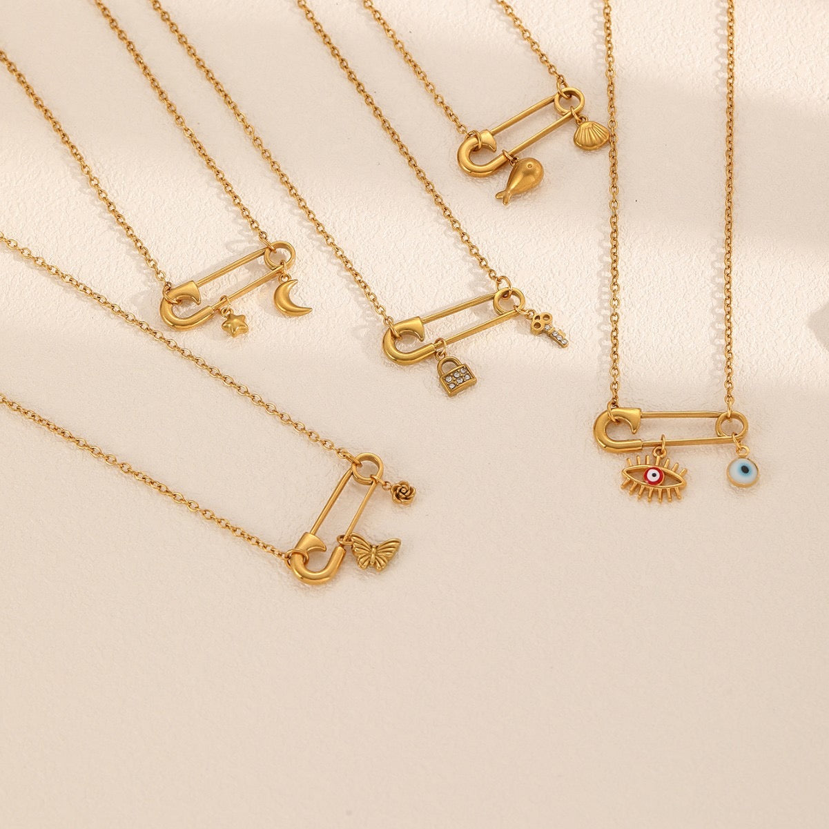 Safety Pin Charm necklace