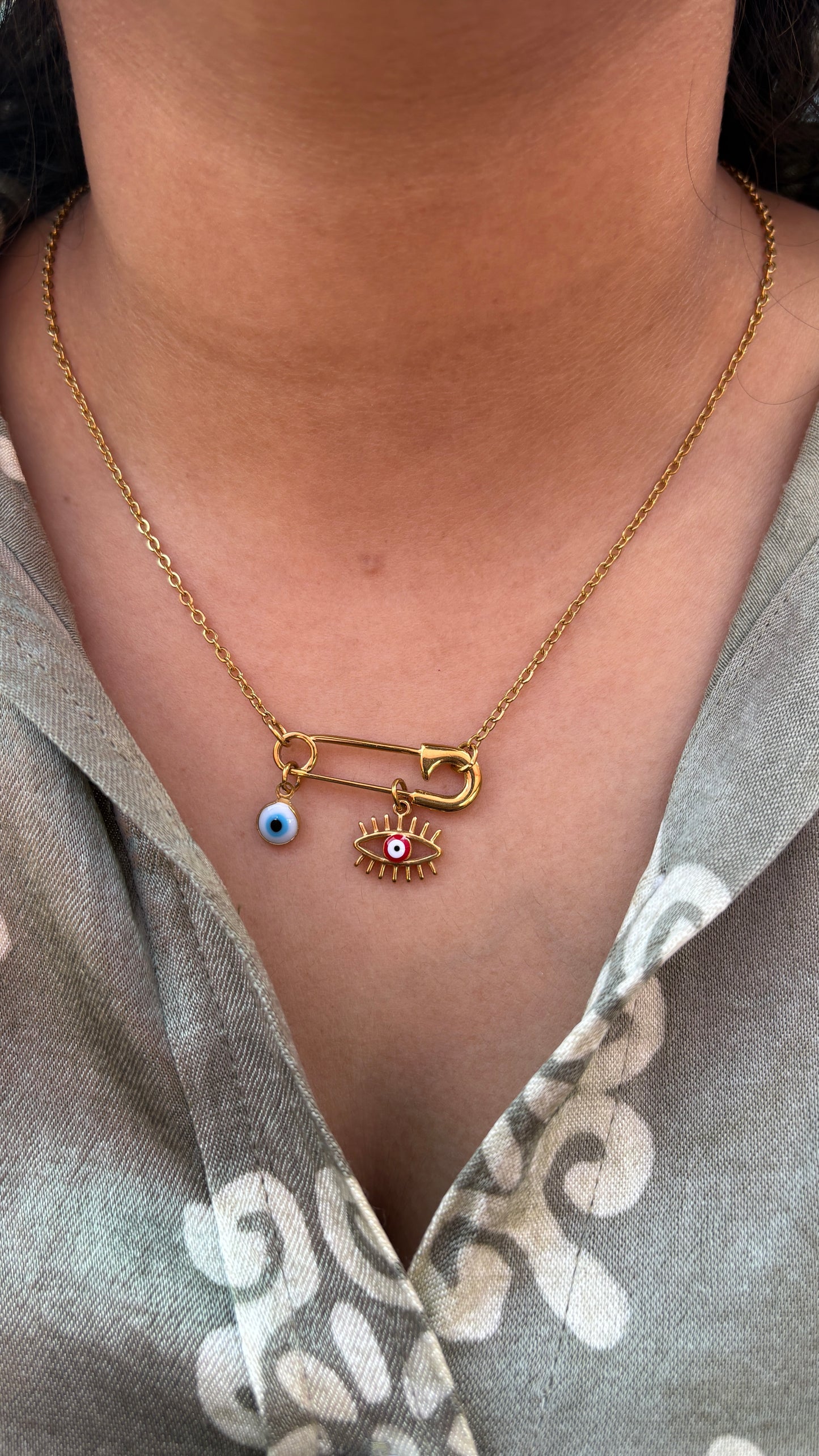 Safety Pin Charm necklace