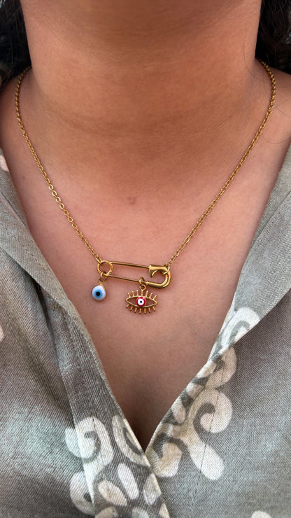 Safety Pin Charm necklace