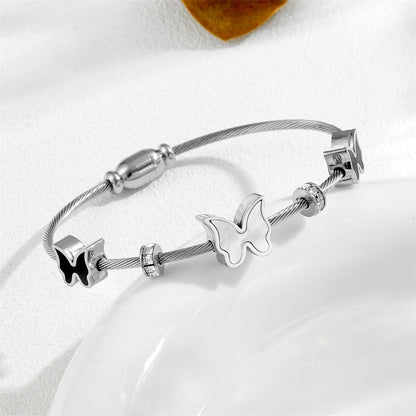 Magnetic black and white bracelet - butterfly