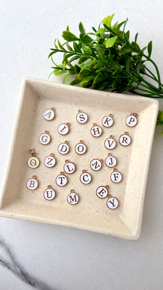 White Initial Charms