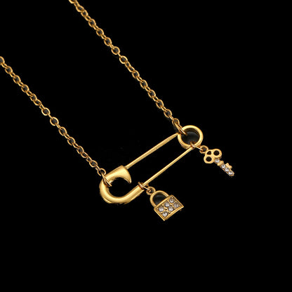 Safety Pin Charm necklace