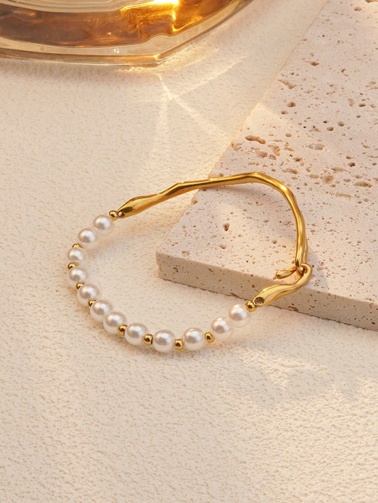 Wave and flexi pearl bracelet