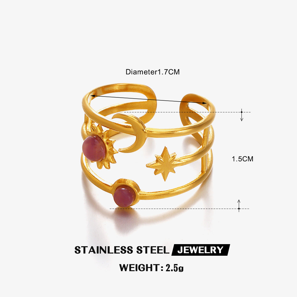 Moon and Sun Adjustable Ring