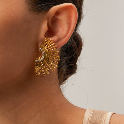 Half Rhinestone Sun Earrings
