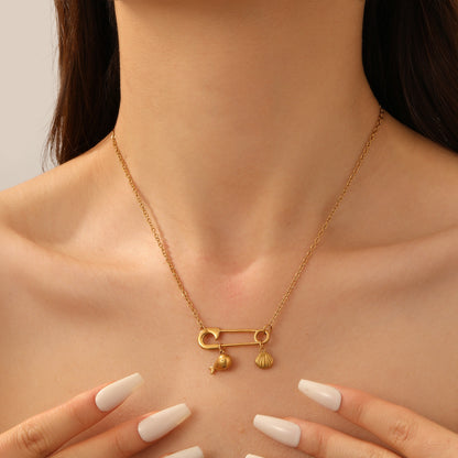 Safety Pin Charm necklace