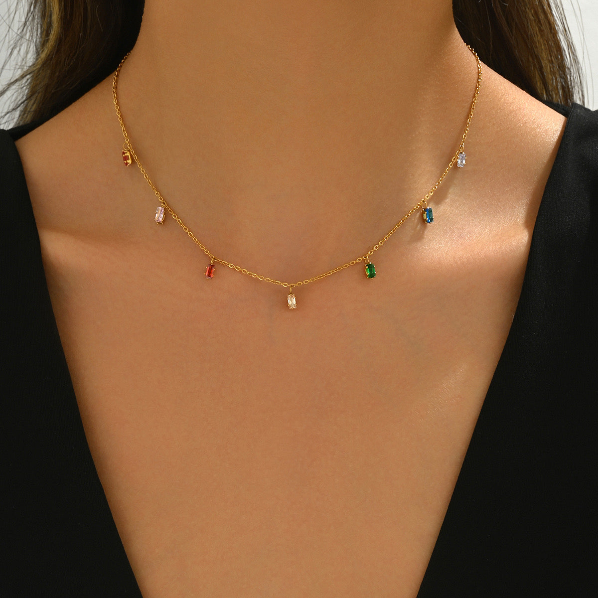 Multi color charm necklace
