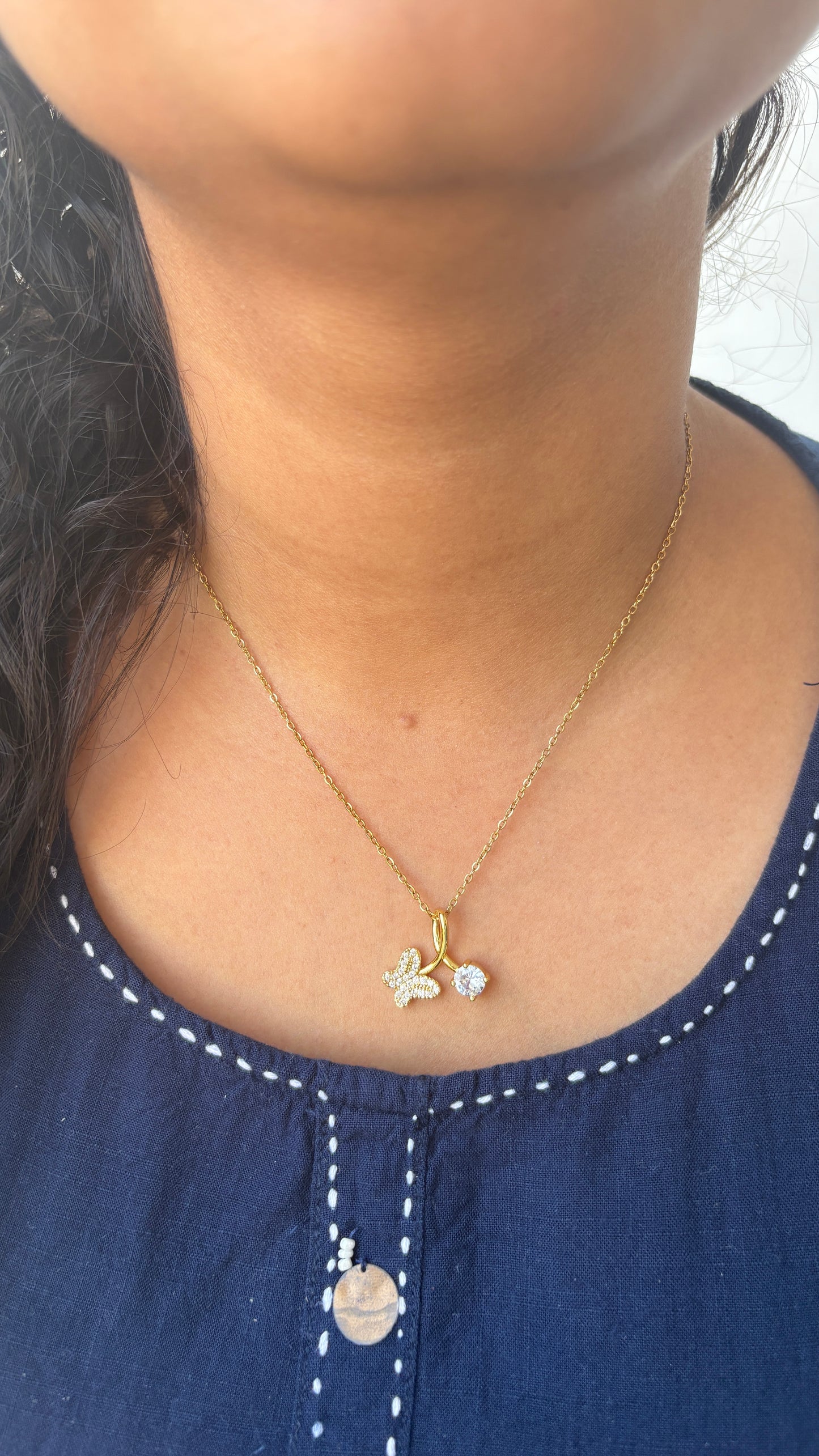 Butterfly with Stone Necklace