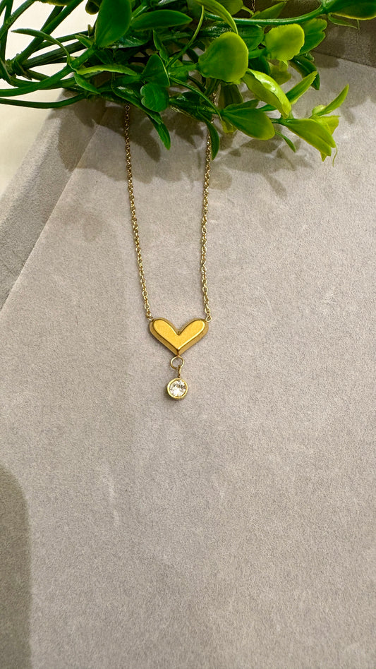 Heart with Dangling stone neck chain